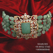 Polki Jewelry,Pure Silver Jewellery Indian ,Moissanite gems,Indian necklace,Swarovski necklace,beaded jewelry-SHABURIS